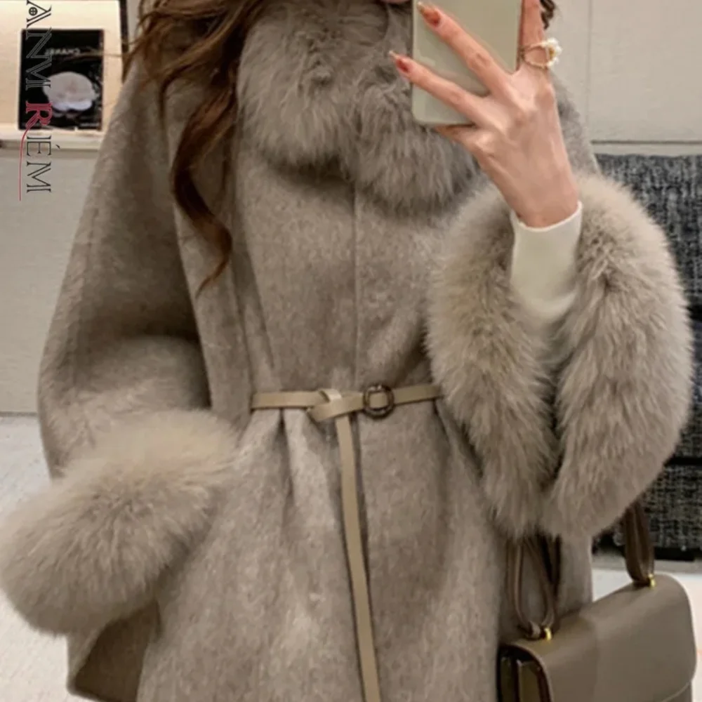 High End Double Sided Coat Women's Fox Collar Cloak Shawl Woolen Fashion - Picture 1 of 7
